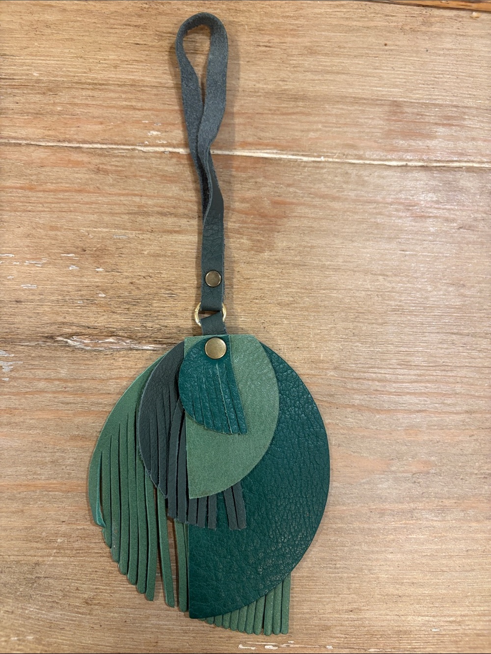 Portland Leather Picasso Green Layered Tassel Bag Charm